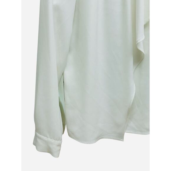 Calvin Klein Off-White Tie Neck Blouse Petite Medium Long Sleeve Professional - Picture 3 of 7